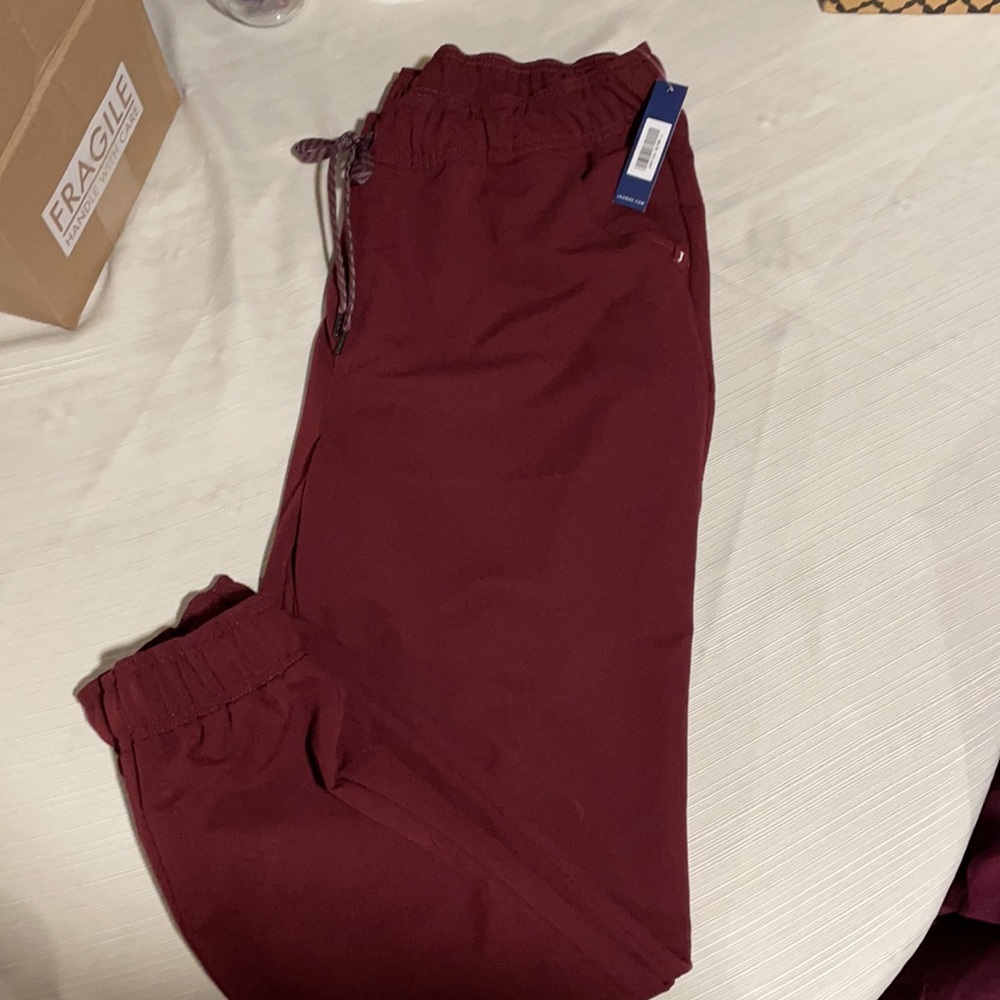 Jaanuu jogger scrub bottoms in the wine color